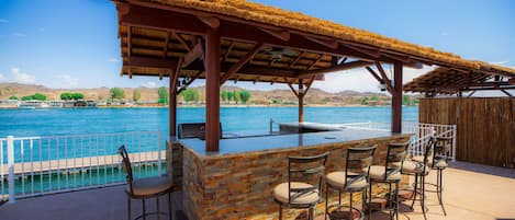 Private Cabana area with BBQ and view of Colorado River