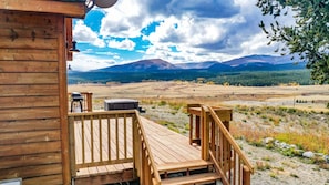 The deck boasts fantastic views across the valley