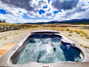 The hot tub is just steps away from the house and has fantastic views!