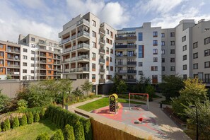 The building's surroundings.