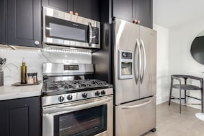 Updated kitchen with stainless steel appliances