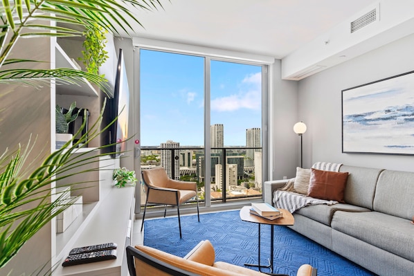 Cosy living room with view