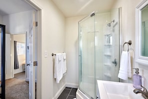 Full bathroom with shower.