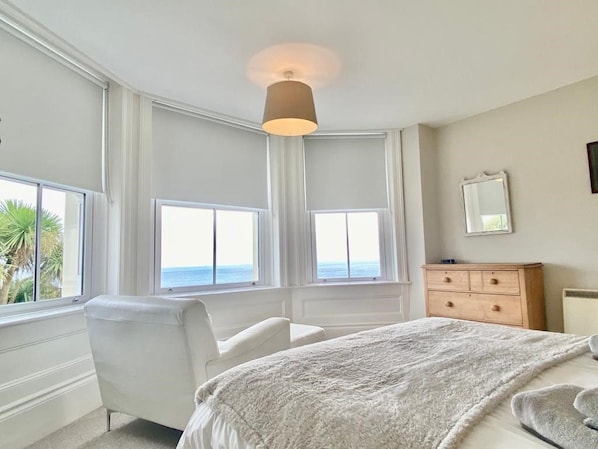 St Catherine's Lookout, Niton: Master bedroom with sea views