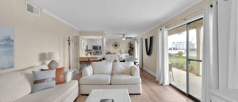 Aesthetically pleasing living room. Bright with natural light.