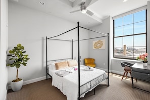Exquisite bedroom with a beautiful view.