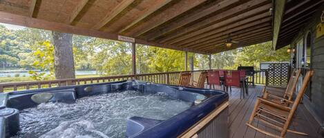 Enjoy the view and some bird watching while you relax in the Hot Tub 