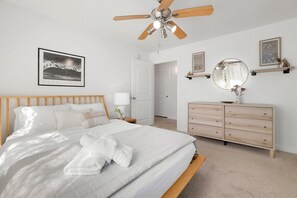 Our second bedroom is complete with a luxurious Queen-size bed, dresser, closet and nearby bath.