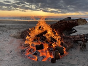 Beach fire near the house 