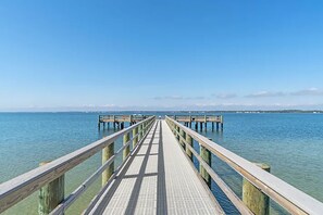 Head down the private fishing pier