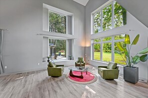 3 story living room with Italian furniture 