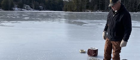 Ice fishing on the lake