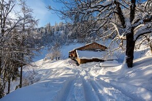 Vue du gîte sous la neige