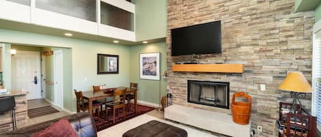 Living Room with a view of the loft.