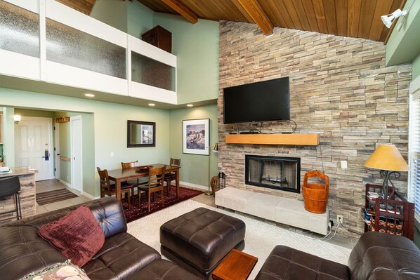 Living Room with a view of the loft.