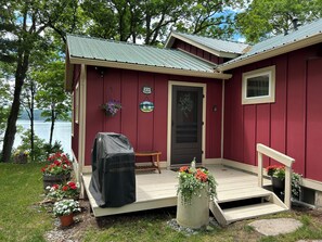 Kitchen entry and deck.