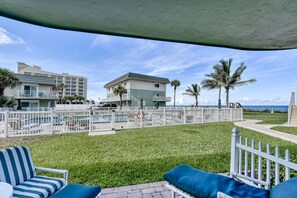 downstairs patio view. There is a view of the ocean from just about every room and spot in this unit