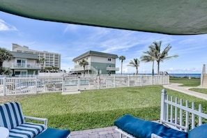 downstairs patio view. There is a view of the ocean from just about every room and spot in this unit