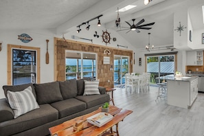 Open living room and kitchen floorplan