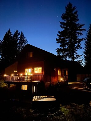 Back of the cabin at night