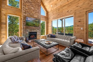 An open living room with an great view. 