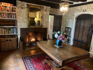 The hall with log fire