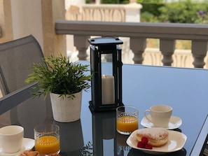 Breakfast on the covered terrace