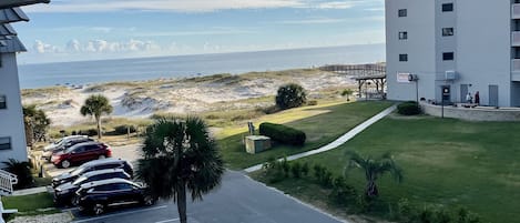 View of beach from balcony