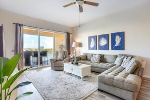 Comfy Living Room with Access to the Waterfront Balcony