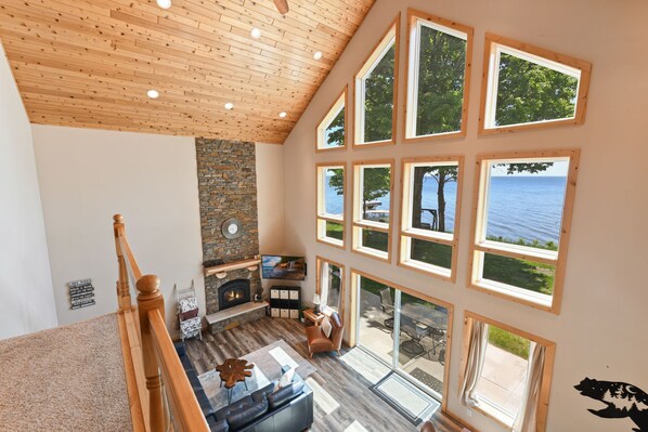 Loft view overlooking the living/dining room