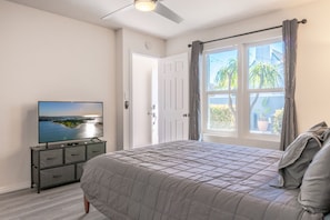 Master bedroom Queen size bed. 43" Fire TV with streaming services