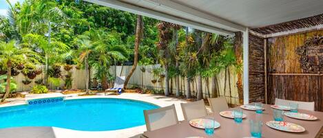 Dining area set up to enjoy the outdoors as much as possible