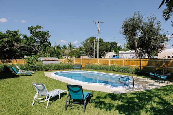 Private pool. Large fenced in yard. 