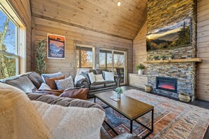 Our electric fireplace gives a cozy and warm feel into our living space.