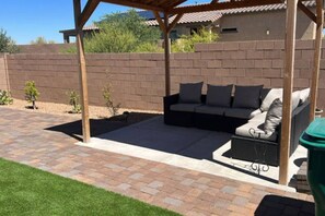 Lovely backyard gazebo with outdoor seating (shared with main house guests)