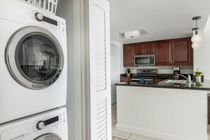 Unit comes with a washer and dryer for your convenience.