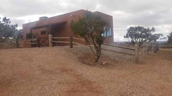 Outside view of the front and side of the casita