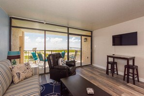 Another view of the Aransas Bay waters from inside the unit.