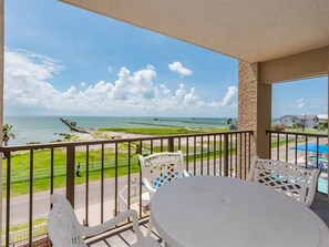 The balcony makes the perfect place to enjoy a delicious meal or glass of wine while watching the sunset.