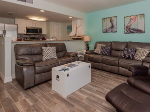 Extra Guests Welcome - The living area’s sofa opens into a bed for two, so that Water's Edge can sleep 6 people in all!