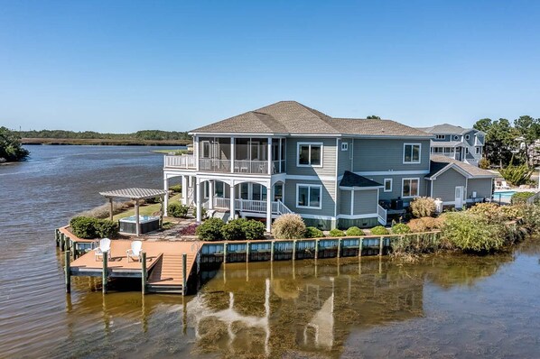 Rear Aerial View of Summer Baycation