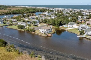 Rear Aerial View of Summer Baycation