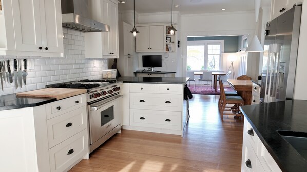 Kitchen/dining area with a designer appliances