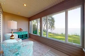 Lake view from the fully enclosed porch.