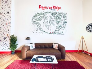 accurate map of Ferguson Ridge Ski Area painted on wall 