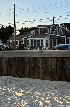 View of cottage from beach.  Soft sand