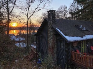 There's a seasonal view of the Kalamazoo Lake, which also showcases the sunset! (You can see the same view from the back deck.)