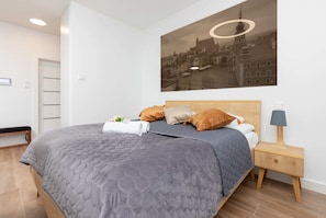 Comfortable double bed in the studio.