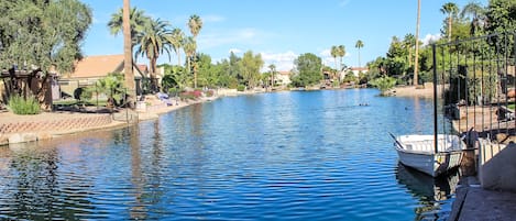 You won't get tired of this view of the lake!  This picture is taken from the boat dock located right off the back yard.