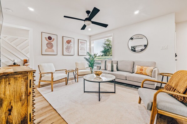 inviting living room with a picture window